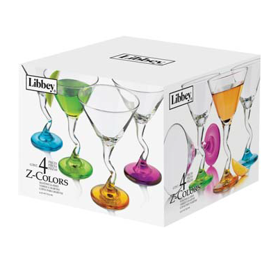 Libbey Z-Color Martini 9oz Glassware (Set of 4) - Winestuff